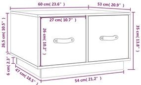 Τραπεζάκι Σαλονιού Γκρι 60x53x35 εκ. από Μασίφ Ξύλο Πεύκου - Γκρι