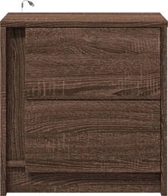 vidaXL Κομοδίνο με Φώτα LED Καφέ Δρυς Επεξεργασμένο Ξύλο