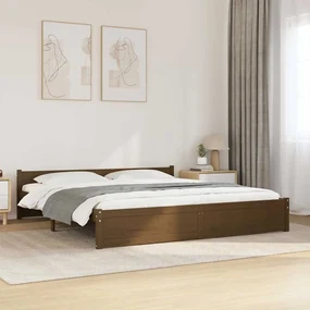 vidaXL Πλαίσιο Κρεβατιού Καφέ Μελί 200 x 200 εκ. από Μασίφ Ξύλο