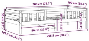 Σκελετός Κρεβατιού Χωρίς Στρώμα Λευκό 100x200 εκ. Μασίφ Πεύκο - Λευκό