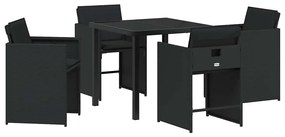 vidaXL Σέτ φαγητού για κήπο με μαξιλάρι 5 pcs Μαύρο Πολυ ράταν