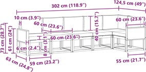 vidaXL Σειρά Καναπέ Εξωτερικού 6 pcs Φυσικό και Ανθρακί Πολυεστέρας