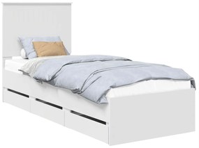 vidaXL Σκελετός Κρεβατιού Λευκό 75 x 190 cm Μηχανήματος Ξύλο