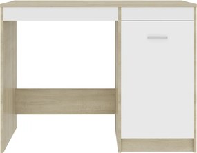 vidaXL Γραφείο Λευκό / Sonoma Δρυς 100 x 50 x 76 εκ. από Μοριοσανίδα