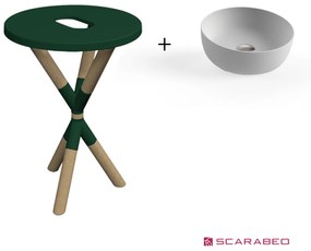 Scarabeo Cross 2501F0-9855 Musk (Πράσινο Ματ) Πάγκος Με Νιπτήρα Glam Pearl Ø33εκ.