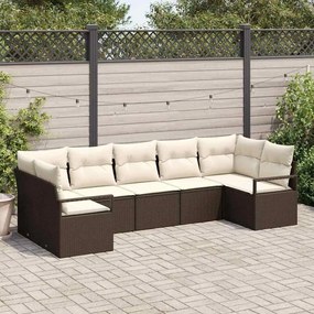 vidaXL Σετ Καναπέ Κήπου 7 pcs Καφέ Πολυ ράταν