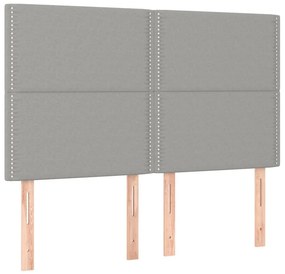 vidaXL Κρεβάτι Boxspring με Στρώμα &amp; LED Αν.Γκρι 140x190εκ. Υφασμάτινο