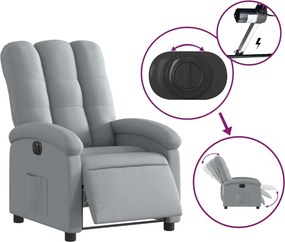 vidaXL Πολυθρόνα Ανακλινόμενη Ηλεκτρική Ανοιχτό Γκρι Υφασμάτινη