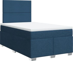 vidaXL Κρεβάτι Boxspring με Στρώμα Μπλε 120x200 εκ. Υφασμάτινο