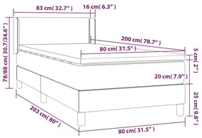 Κρεβάτι Boxspring με Στρώμα Γκρι 80 x 200 εκ. Συνθετικό Δέρμα - Γκρι