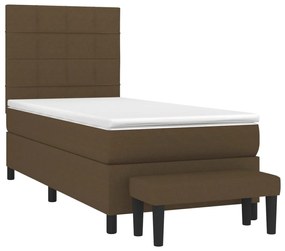 Κρεβάτι Boxspring με Στρώμα Σκούρο Καφέ 80x200 εκ. Υφασμάτινο - Καφέ