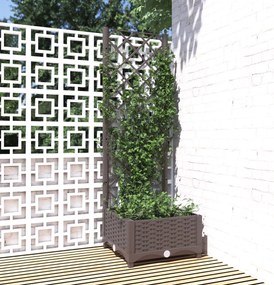 vidaXL Ζαρντινιέρα Κήπου με Καφασωτό Καφέ 40 x 40 x 121,5 εκ. από PP