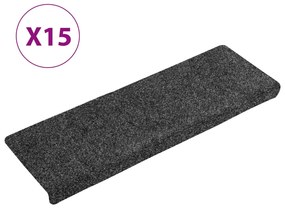 vidaXL Πατάκια Σκαλιών Αυτοκόλλητα 15 τεμ. Γκρι Ορθογώνια Άκρη 65x21x4 εκ.