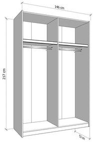 Ντουλάπα Gard 150 OG με Καθρέφτη  Artisan 146x61x218 εκ. 146x61x218 εκ.