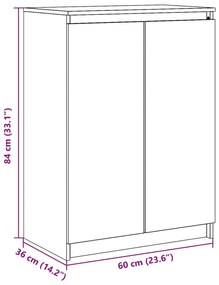 Ντουλάπι Καφέ Μελί 60 x 36 x 84 εκ. από Μασίφ Ξύλο Πεύκου - Καφέ