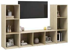 vidaXL Έπιπλα Τηλεόρασης 3 τεμ. Sonoma Δρυς 107x35x37 εκ. Μοριοσανίδα