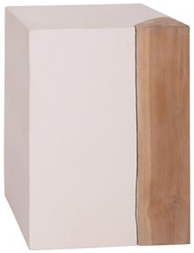 ΒΟΗΘΗΤΙΚΟ ΤΡΑΠΕΖΙ LEIA HM18163.02 FIBER CEMENT ΛΕΥΚΟ-ΞΥΛΟ TEAK 32.5x32.5x46Υεκ.
