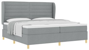 vidaXL Κρεβάτι Box Spring με Στρώμα - Ανοιχτό γκρι, 200x200 εκ., Ύφασμα