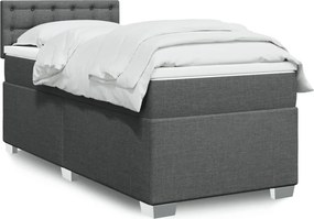 vidaXL Κρεβάτι Boxspring με Στρώμα Σκούρο Γκρι 90x190 εκ. Υφασμάτινο