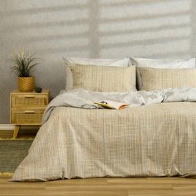 Σεντόνια Διπλά (Σετ) Melinen Casual Line Mateo Grey Μπεζ Με Λάστιχο 150x200+32