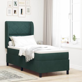 vidaXL Κρεβάτι με ελατήρια Σκούρο πράσινο 80 x 200 cm Βελούδο