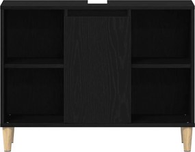 vidaXL Ντουλάπι Νιπτήρα Μαύρο Δρυς 80x33x60 εκ. από Τεχνητό Ξύλο