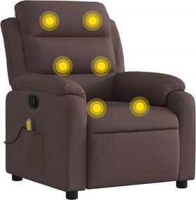 vidaXL Πολυθρόνα Μασάζ Ανακλινόμενη Σκούρο Καφέ Υφασμάτινη