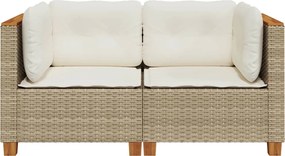 vidaXL Καναπέδες Κήπου Γωνιακός 2 τεμ. Μπεζ Συνθ. Ρατάν &amp; Μαξιλ.