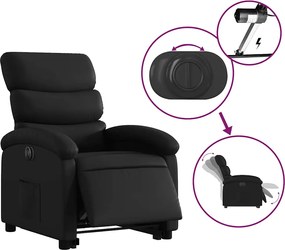 vidaXL Πολυθρόνα Ηλεκτρική Ανακλινόμενη με Ανύψωση Μαύρη Συνθ. Δέρμα