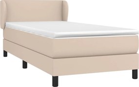 vidaXL Κρεβάτι Boxspring με Στρώμα Καπουτσίνο 90x190εκ.από Συνθ. Δέρμα