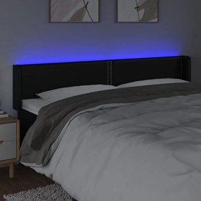 vidaXL Κεφαλάρι Κρεβατιού LED Μαύρο 163x16x78/88 εκ. Συνθετ. Δέρμα