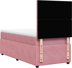 vidaXL Κρεβάτι Boxspring με Στρώμα Ροζ 100x200 εκ. Βελούδινο