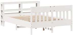 vidaXL Σκελετός Κρεβ. Χωρίς Στρώμα Λευκό 140x190 εκ Μασίφ Πεύκο