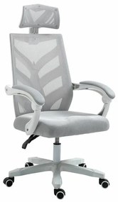 Καρέκλα γραφείου Mesa 467, Άσπρο, Γκρι, 111x60x66cm, 14 kg, Με μπράτσα, Με ρόδες, Μηχανισμός καρέκλας: Κλίση | Epipla1.gr
