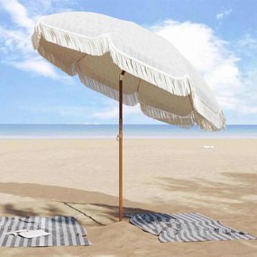 vidaXL Ομπρέλα ηλίου Γκρι και Λευκό Ø 205 x 209 εκ. Ατσάλι