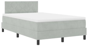 vidaXL Κρεβάτι Box Spring με Στρώμα & LED Ανοιχτό Γκρι 120x200 εκ. Βελούδο