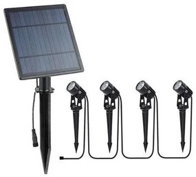 Ηλιακό Φωτιστικό Σποτ Επιδαπέδιο Καρφωτό 4xLED 1,5W Πάνελ Μαύρο IP44 145-20823 Pro Eurolamp-145-20823-Μαύρο 145-20823