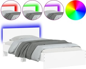 vidaXL Πλαίσιο Κρεβατιού με Κεφαλάρι και LED Λευκό 100 x 200 εκ.