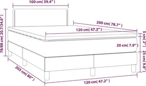 vidaXL Κρεβάτι Boxspring με Στρώμα Μαύρο 120x200 εκ. Υφασμάτινο