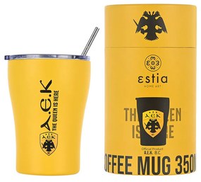 Estia 00-13271 Coffee Mug Ποτήρι Θερμός με Καλαμάκι AEK BC 350ml