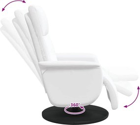 vidaXL Πολυθρόνα Ανακλινόμενη με Υποπόδιο Λευκή από Συνθετικό Δέρμα