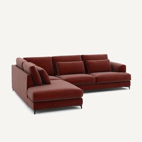Γωνιακός καναπές αριστερός, βελούδινος, Marsile