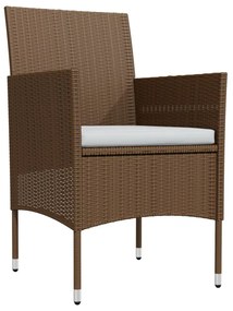 vidaXL Σετ Τραπεζαρίας Κήπου 7 Τεμαχίων Καφέ & Μαύρο με Μαξιλάρια