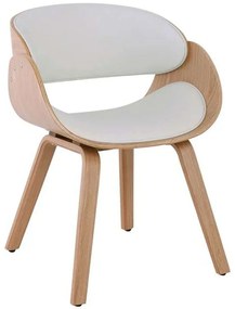 Πολυθρόνα Joy Ε7512,20 58x53x75cm Natural-White Wood, Technoderma