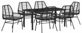 vidaXL Σέτ φαγητού για κήπο 7 pcs Μαύρο συνθετικό ρατάν