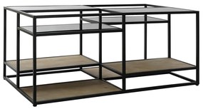 Τραπεζάκι Καφέ DKD Home Decor 8424001787234 Μαύρο Πολύχρωμο Φυσικό Ξύλο Μέταλλο Καθρέφτης 120 x 60 x 50 cm