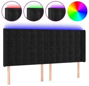 vidaXL Κεφαλάρι Κρεβατιού LED Μαύρο 183x16x118/128 εκ. Βελούδινο