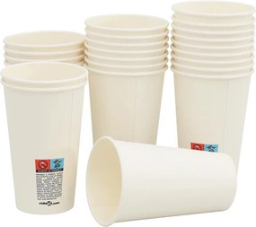 vidaXL Χάρτινα κύπελλα καφέ 1000 τεμάχια 16oz 400ml Λευκό
