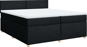 vidaXL Κρεβάτι Boxspring με Στρώμα Μαύρο 200x200 εκ. Υφασμάτινο