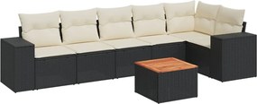 vidaXL Patio Sofa Set 7-θέσια Black and Cream